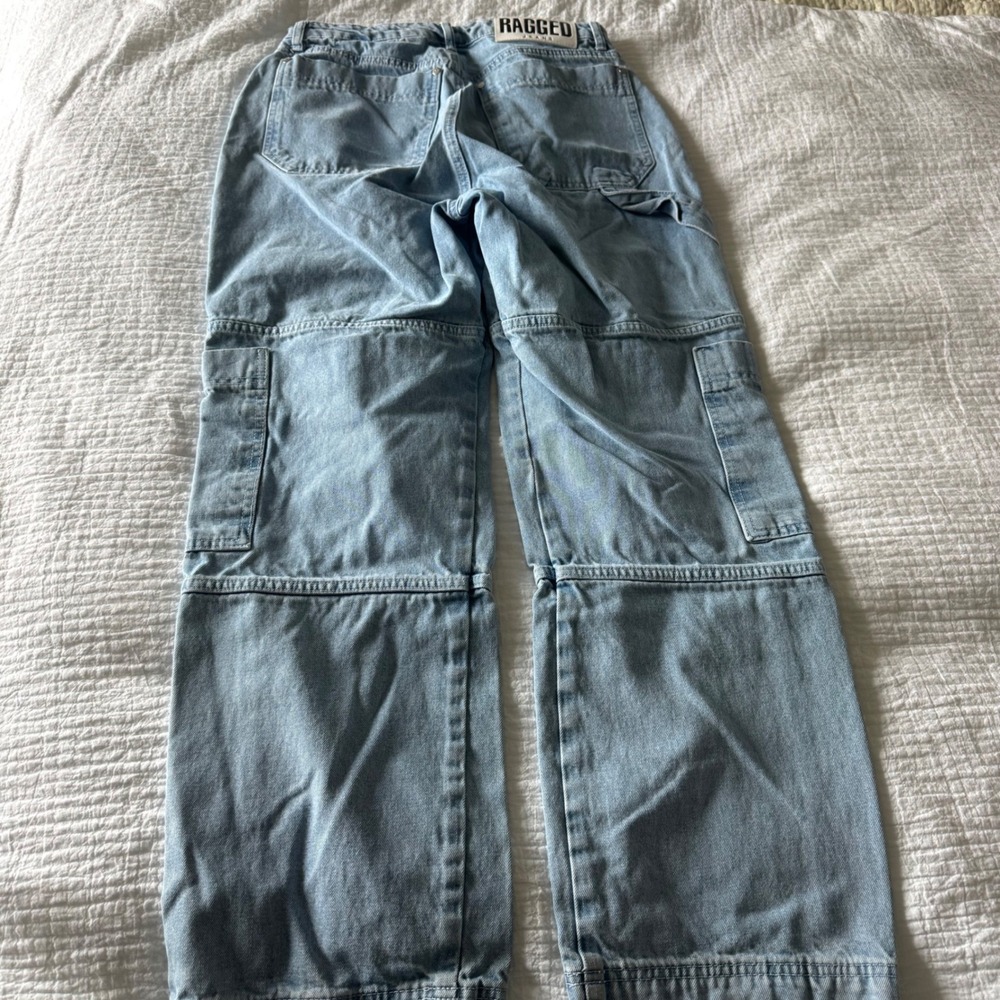 The Ragged Priest Light Wash Denim Cargo Pants Wide Leg Utility Jeans 30 Y2K - Picture 9 of 15